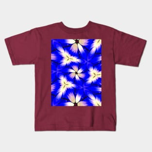 Cute Blue Floral Pattern Kids T-Shirt